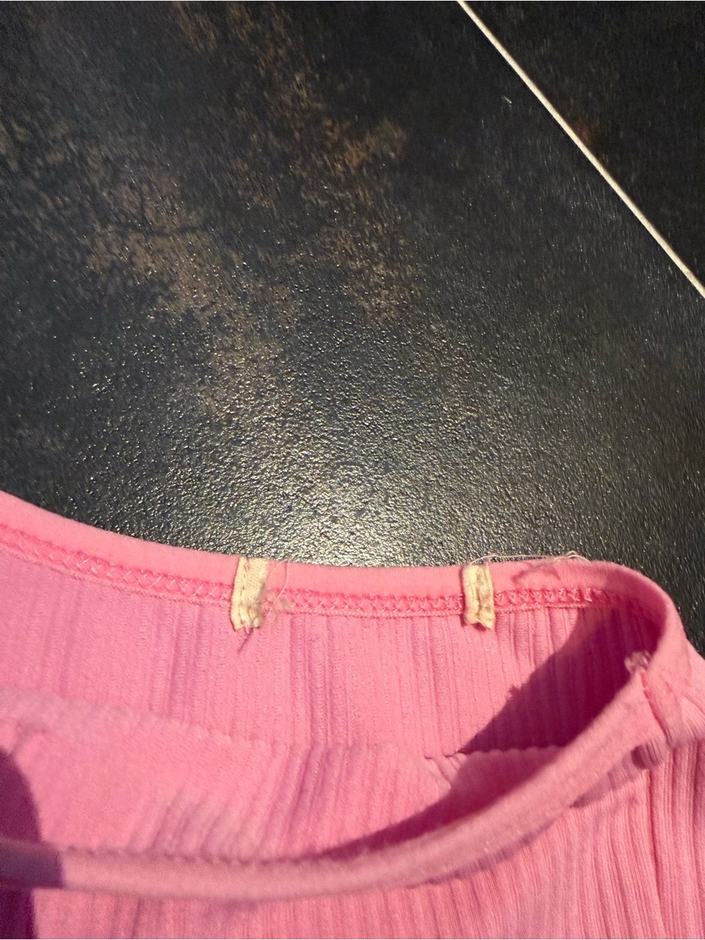 Pink Ribbed One Shoulder Tank Top - Size XS - Picture 3 of 4